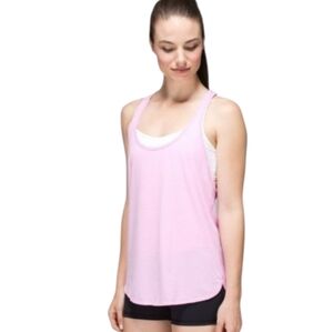 LULULEMON 105 F Singlet Tank Top Womens Small Pink Striped Light Luon